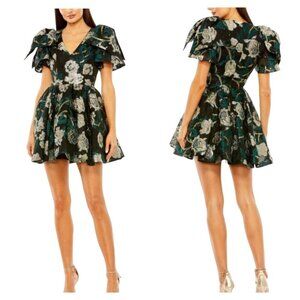 Mac Duggal 20721 Floral Brocade V-Neck Mini Dress Size 8 NWT